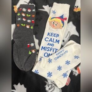 Women’s Christmas socks One calf & one knee high Festive designs on all! Women’s